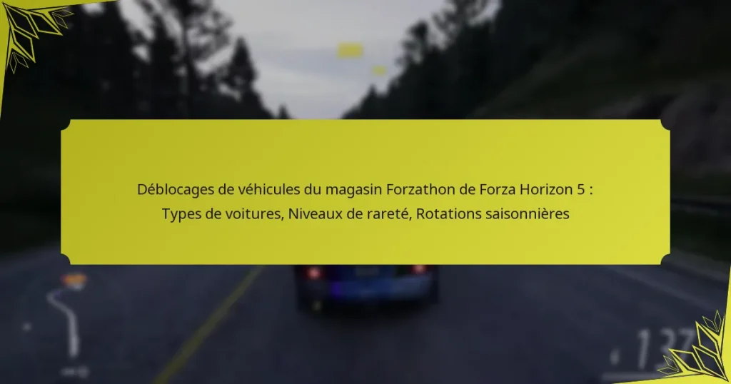 Déblocages de véhicules du magasin Forzathon de Forza Horizon 5 : Types de voitures, Niveaux de rareté, Rotations saisonnières