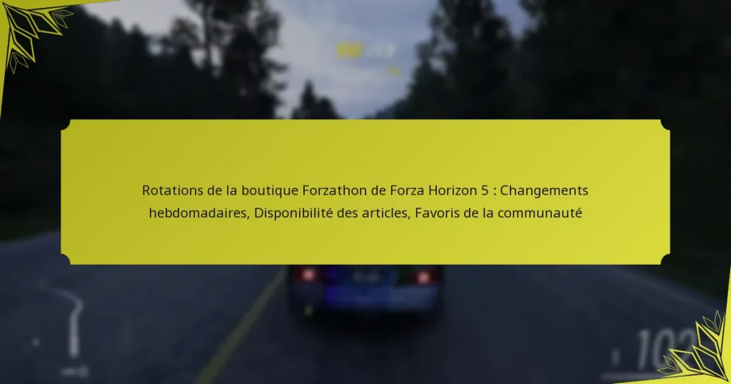 Rotations de la boutique Forzathon de Forza Horizon 5 : Changements hebdomadaires, Disponibilité des articles, Favoris de la communauté